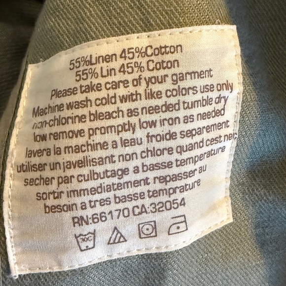 Anthropologie Hei Hei Blazer Jacket Sz 8 Sage Green Ruffle Hem Linen Blend - Picture 9 of 12